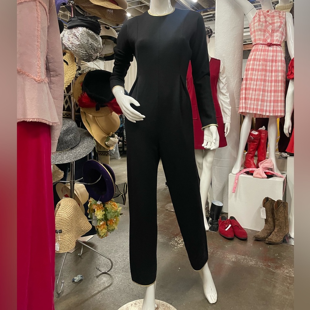 Vintage Geoffrey Beene jumpsuit with gold trim